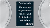 Kombiinstrument: Beispiel für Sparhinweis